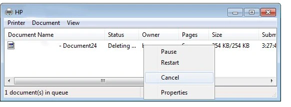 Clear the failed print jobs from queues