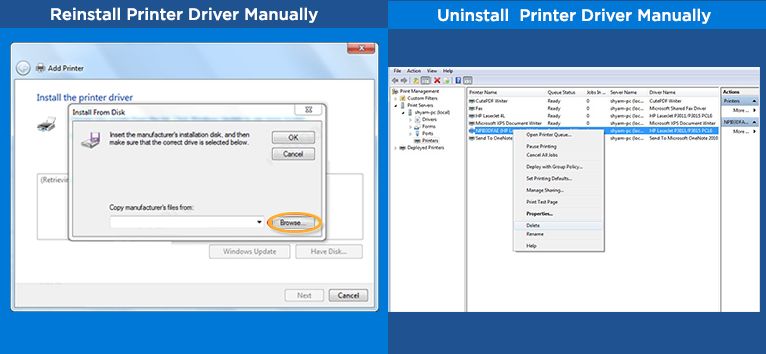 Uninstall and Reinstall the Printer Driver Manually
