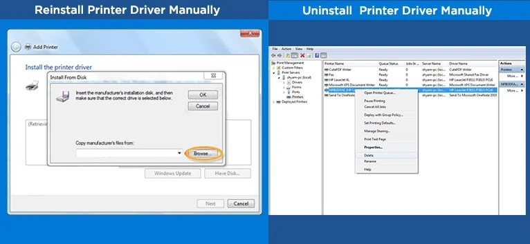 Uninstall and Reinstall the Printer Driver Manually